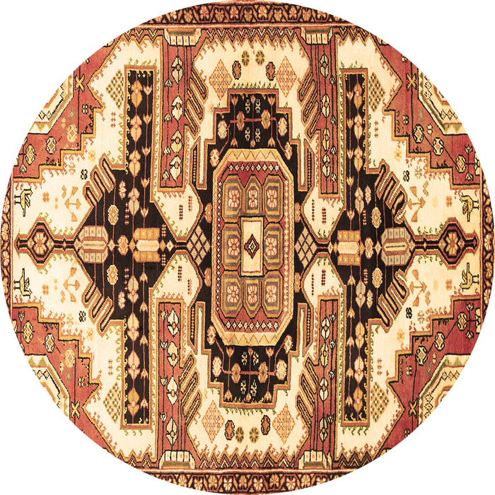 Round Machine Washable Persian Brown Traditional Rug, wshtr278brn