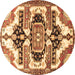 Round Machine Washable Persian Brown Traditional Rug, wshtr278brn