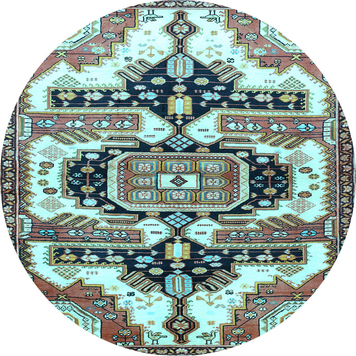 Round Machine Washable Persian Light Blue Traditional Rug, wshtr278lblu