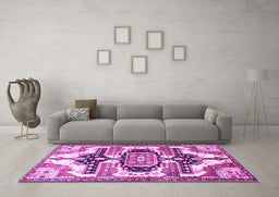 Machine Washable Persian Purple Traditional Area Rugs in a Living Room, wshtr278pur