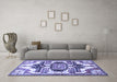 Machine Washable Persian Blue Traditional Rug in a Living Room, wshtr278blu