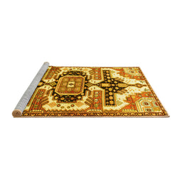 Sideview of Machine Washable Persian Yellow Traditional Rug, wshtr278yw