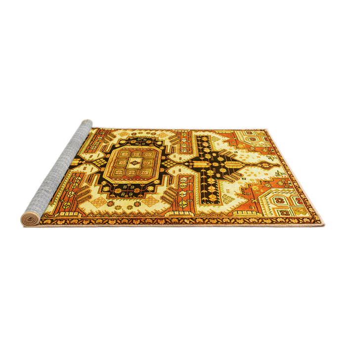 Sideview of Machine Washable Persian Yellow Traditional Rug, wshtr278yw
