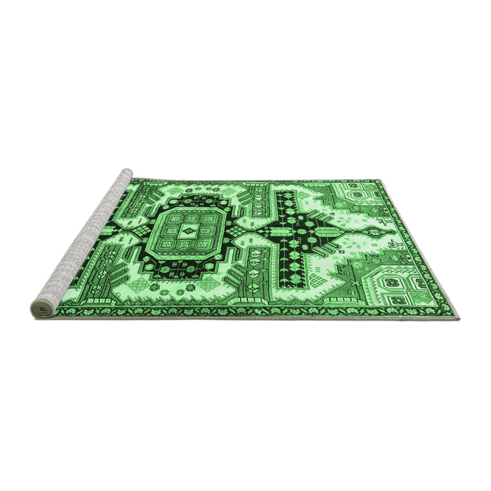 Sideview of Machine Washable Persian Emerald Green Traditional Area Rugs, wshtr278emgrn