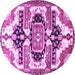 Round Machine Washable Persian Purple Traditional Area Rugs, wshtr278pur