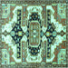 Square Machine Washable Persian Turquoise Traditional Area Rugs, wshtr278turq