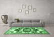 Machine Washable Persian Emerald Green Traditional Area Rugs in a Living Room,, wshtr278emgrn