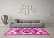 Machine Washable Persian Pink Traditional Rug in a Living Room, wshtr278pnk