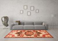 Machine Washable Persian Orange Traditional Rug, wshtr278org