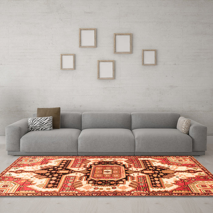 Machine Washable Persian Orange Traditional Area Rugs in a Living Room, wshtr278org