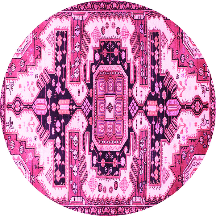 Round Persian Pink Traditional Rug, tr278pnk