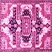 Square Machine Washable Persian Pink Traditional Rug, wshtr278pnk