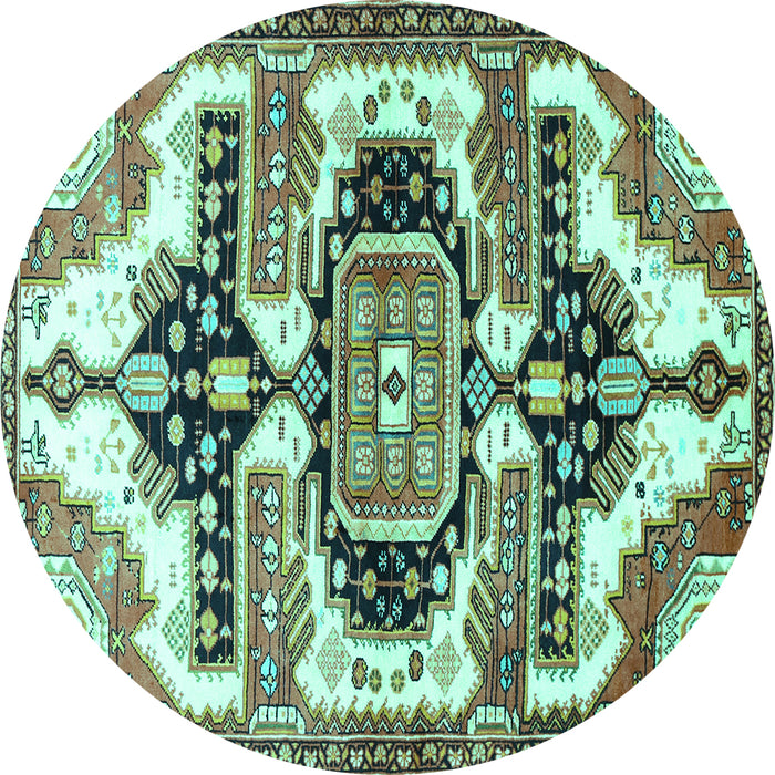 Round Persian Turquoise Traditional Rug, tr278turq