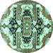 Round Persian Turquoise Traditional Rug, tr278turq