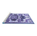 Sideview of Machine Washable Persian Blue Traditional Rug, wshtr278blu