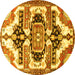 Round Persian Yellow Traditional Rug, tr278yw