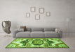 Machine Washable Persian Green Traditional Area Rugs in a Living Room,, wshtr278grn