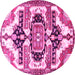 Round Machine Washable Persian Pink Traditional Rug, wshtr278pnk