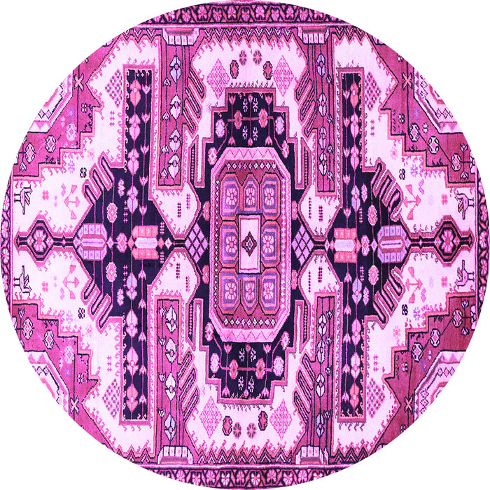 Round Persian Purple Traditional Rug, tr278pur