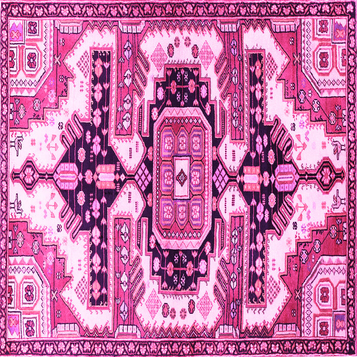 Square Persian Pink Traditional Rug, tr278pnk