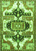 Serging Thickness of Machine Washable Persian Green Traditional Area Rugs, wshtr278grn