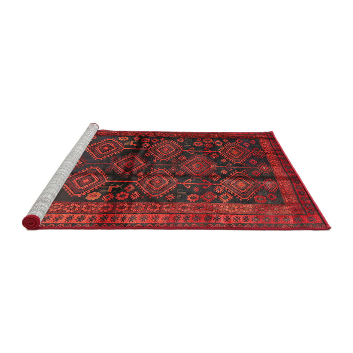 Sideview of Machine Washable Traditional Red Rug, wshtr2790