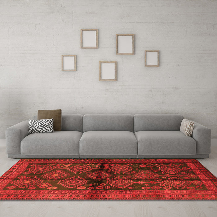 Machine Washable Persian Orange Traditional Area Rugs in a Living Room, wshtr2790org