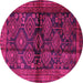 Round Machine Washable Persian Pink Traditional Rug, wshtr2790pnk