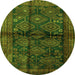 Square Persian Green Traditional Rug, tr2790grn