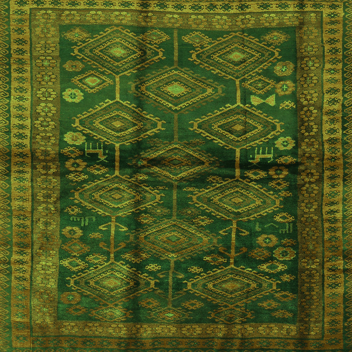 Round Machine Washable Persian Green Traditional Area Rugs, wshtr2790grn