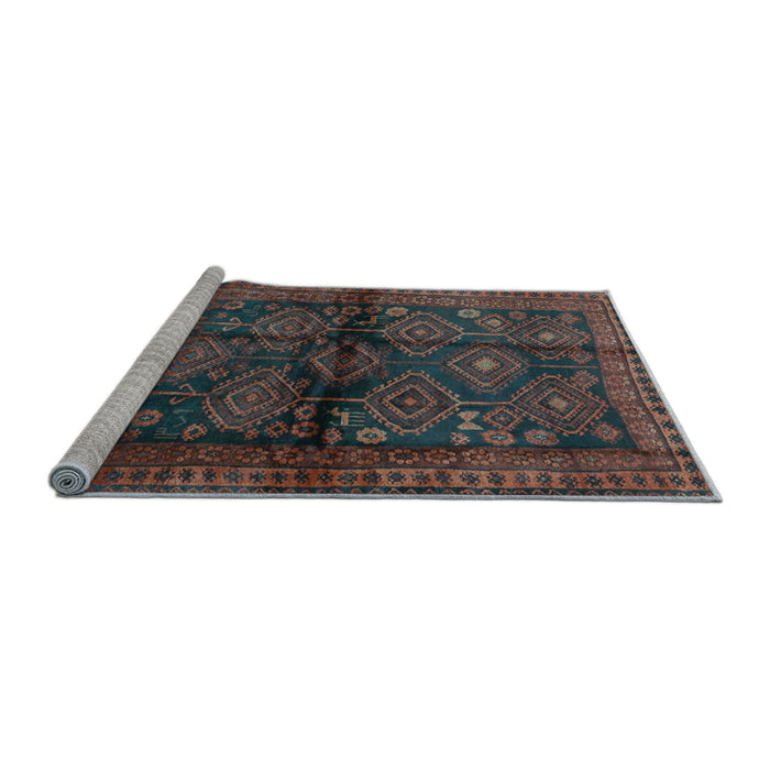 Sideview of Machine Washable Persian Light Blue Traditional Rug, wshtr2790lblu