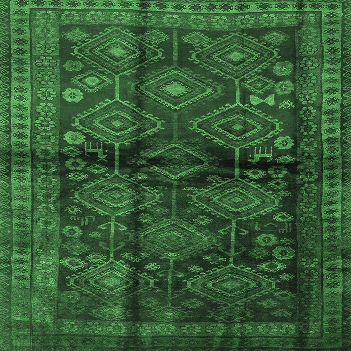 Square Machine Washable Persian Emerald Green Traditional Area Rugs, wshtr2790emgrn