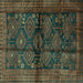 Square Machine Washable Persian Turquoise Traditional Area Rugs, wshtr2790turq