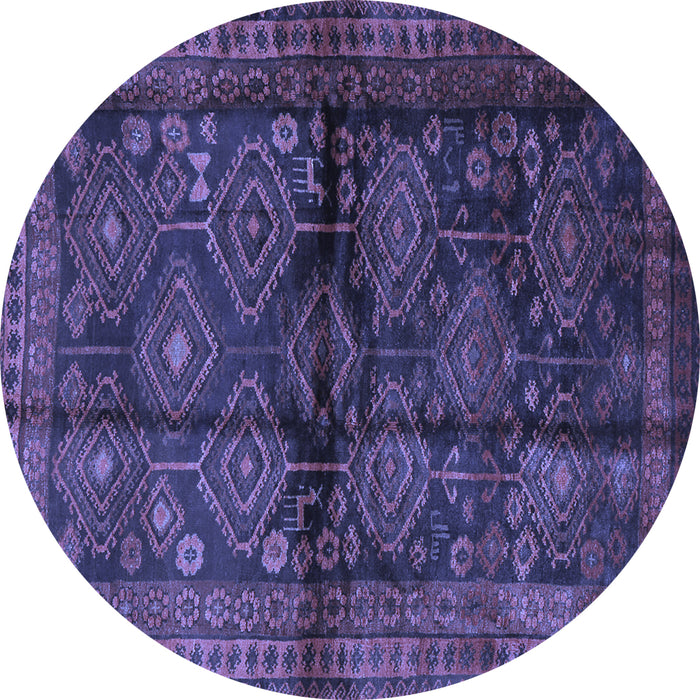 Round Persian Blue Traditional Rug, tr2790blu