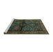 Sideview of Machine Washable Persian Turquoise Traditional Area Rugs, wshtr2790turq