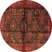 Round Machine Washable Persian Brown Traditional Rug, wshtr2790brn