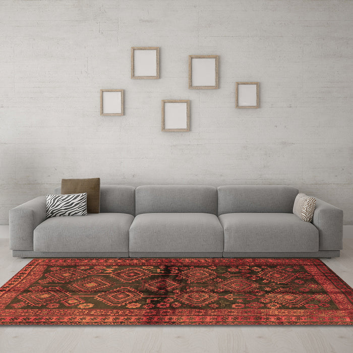 Machine Washable Persian Brown Traditional Rug in a Living Room,, wshtr2790brn