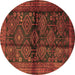 Round Persian Brown Traditional Rug, tr2790brn