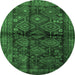 Round Persian Emerald Green Traditional Rug, tr2790emgrn