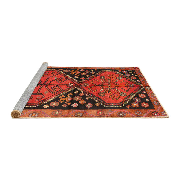 Sideview of Machine Washable Traditional Tomato Red Rug, wshtr2791