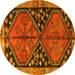 Round Persian Yellow Traditional Rug, tr2791yw