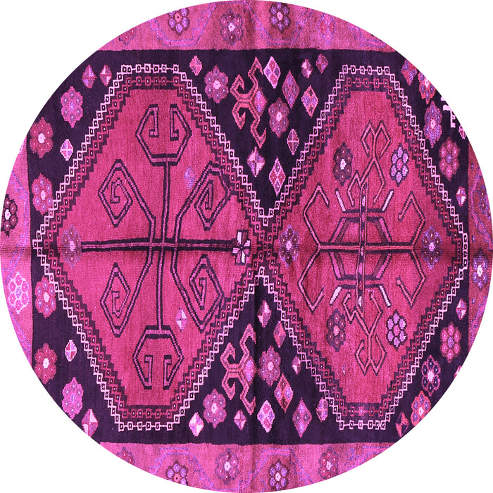 Round Machine Washable Persian Purple Traditional Area Rugs, wshtr2791pur