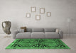 Machine Washable Persian Emerald Green Traditional Area Rugs in a Living Room,, wshtr2791emgrn