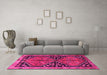 Machine Washable Persian Pink Traditional Rug in a Living Room, wshtr2791pnk