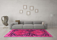 Machine Washable Persian Pink Traditional Rug, wshtr2791pnk