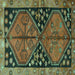 Square Machine Washable Persian Turquoise Traditional Area Rugs, wshtr2791turq