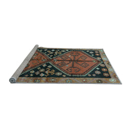 Sideview of Machine Washable Persian Light Blue Traditional Rug, wshtr2791lblu