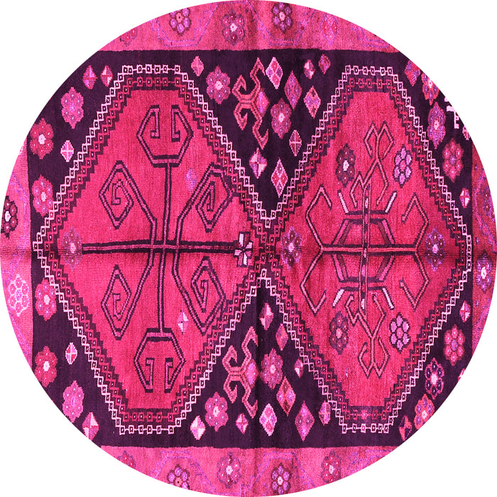Round Machine Washable Persian Pink Traditional Rug, wshtr2791pnk