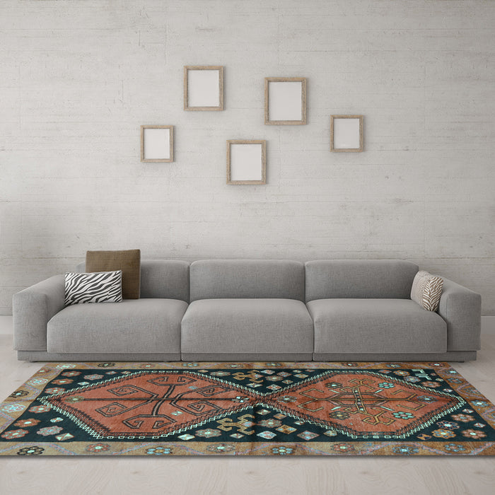 Machine Washable Persian Light Blue Traditional Rug in a Living Room, wshtr2791lblu