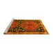 Sideview of Machine Washable Persian Yellow Traditional Rug, wshtr2791yw